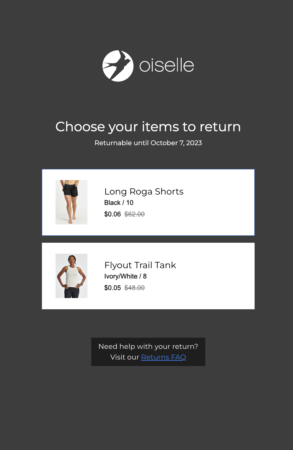 How Do I Start a Return? Oiselle